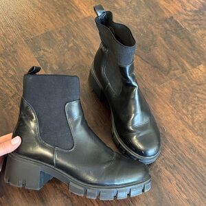 Classic Black Chelsea Lug Sole Ankle Boots